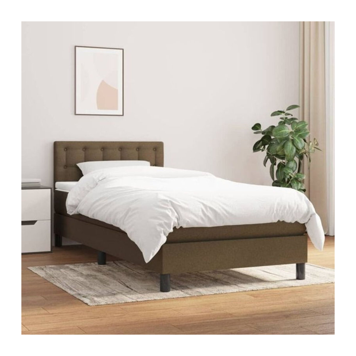 vidaxl Boxspringbett mit Matratze in Braun und Weiß aus Stoff, B/T/H: 200 x 80 x 78 cm - Bild 1