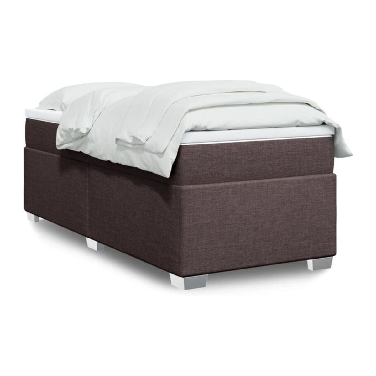 vidaxl Boxspringbett mit Matratze in Braun und Weiß aus Stoff, B/T/H: 90 x 200 cm - Bild 1