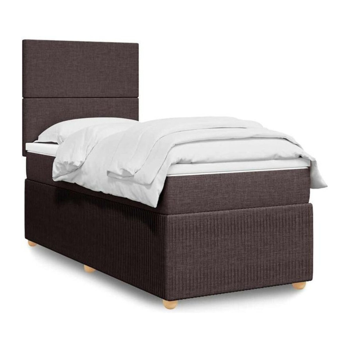 vidaxl Boxspringbett mit Matratze in Braun und Weiß aus Stoff, B/T/H: 90 x 200 x 150,5 cm - Bild 1