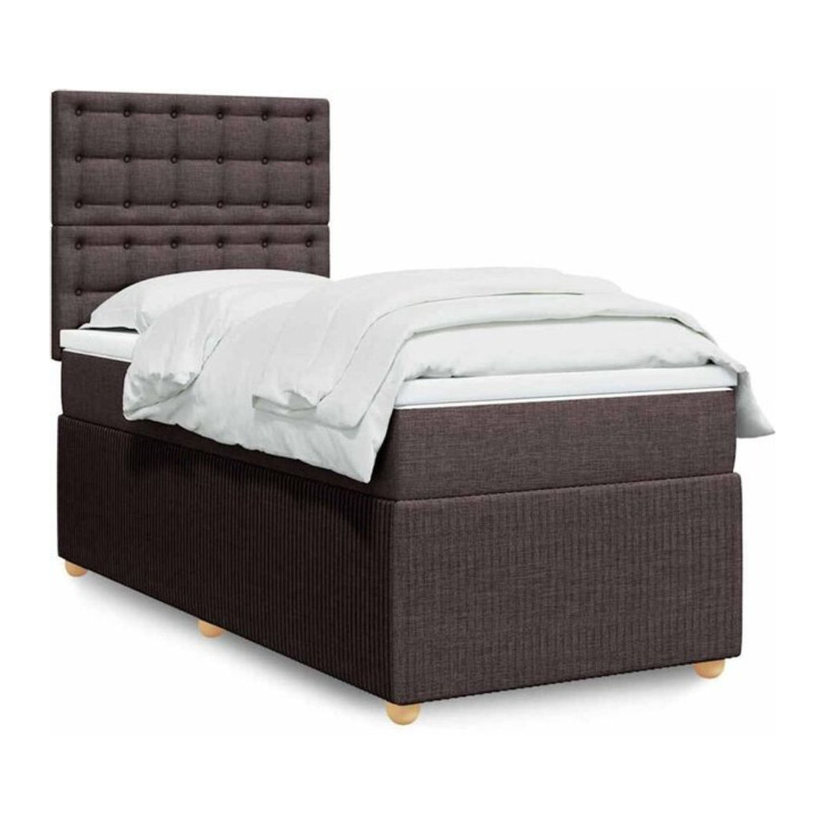 vidaxl Boxspringbett mit Matratze in Braun und Weiß aus Stoff, Modern, B/T/H: 200 x 80 x 150,5 cm - Bild 1