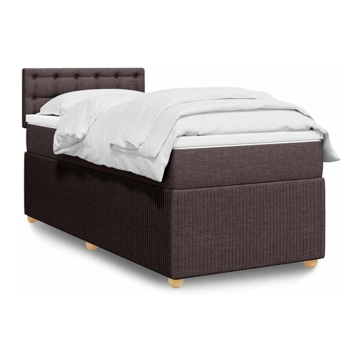 vidaxl Boxspringbett mit Matratze in Braun und Weiß aus Stoff, Modern, B/T/H: 80 x 200 x 100,5 cm - Bild 1