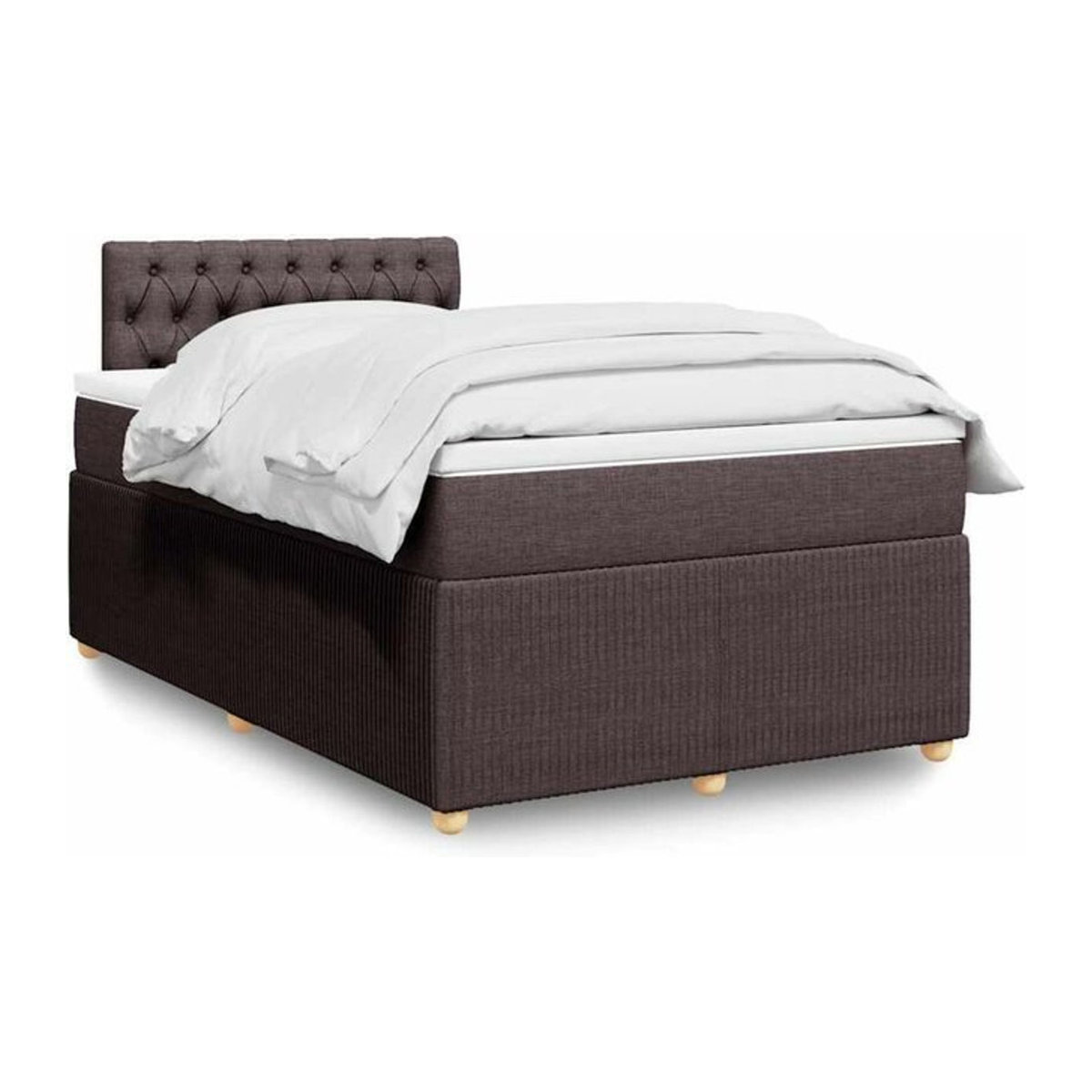 VIDAXL Boxspringbett mit Matratze in Braun und Weiß aus Stoff und Holz, B/T/H: 120 x 200 x 100,5 cm - Bild 1