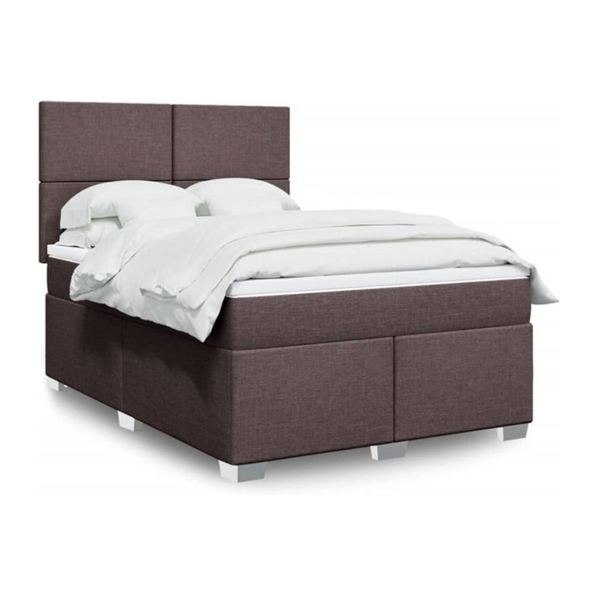 Vidaxl Boxspringbett mit Matratze in Braun und Weiß aus Stoff und Holz, B/T/H: 160 x 200 x 150,5 cm - Bild 1