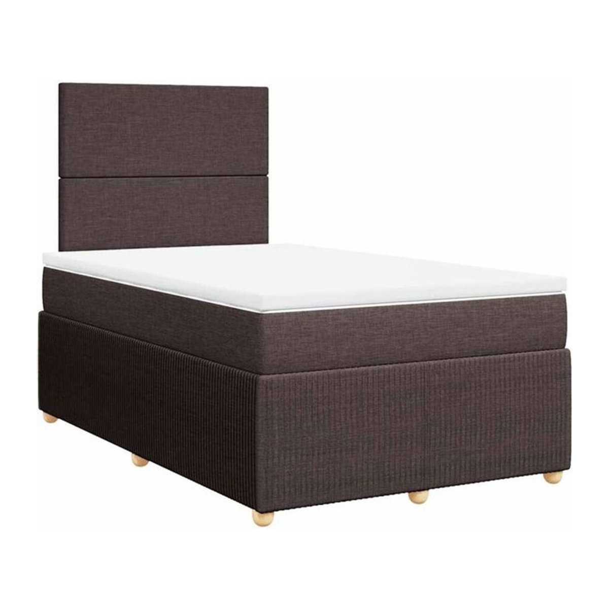 vidaxl Boxspringbett mit Matratze in Braun und Weiß aus Stoff und Holzwerkstoff, B/T/H: 120 x 200 x 140,5 cm - Bild 1