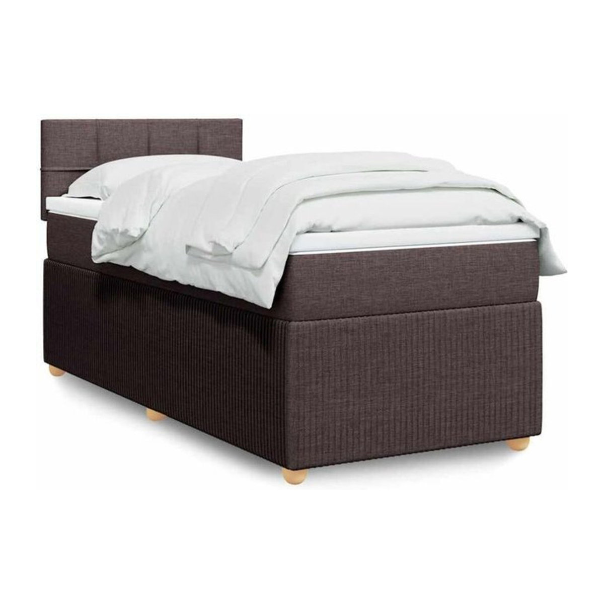 vidaxl Boxspringbett mit Matratze in Braun und Weiß aus Stoff und Holzwerkstoff, B/T/H: 90 x 200 x 100,5 cm - Bild 1