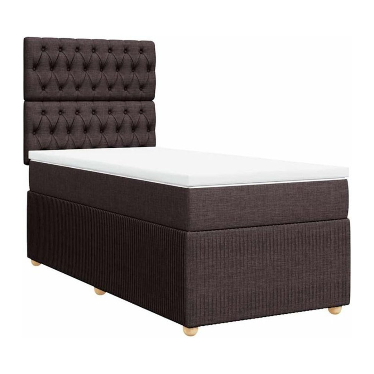 vidaxl Boxspringbett mit Matratze in Braun und Weiß aus Stoff und Holzwerkstoff, B/T/H: 90 x 200 x 150,5 cm - Bild 1