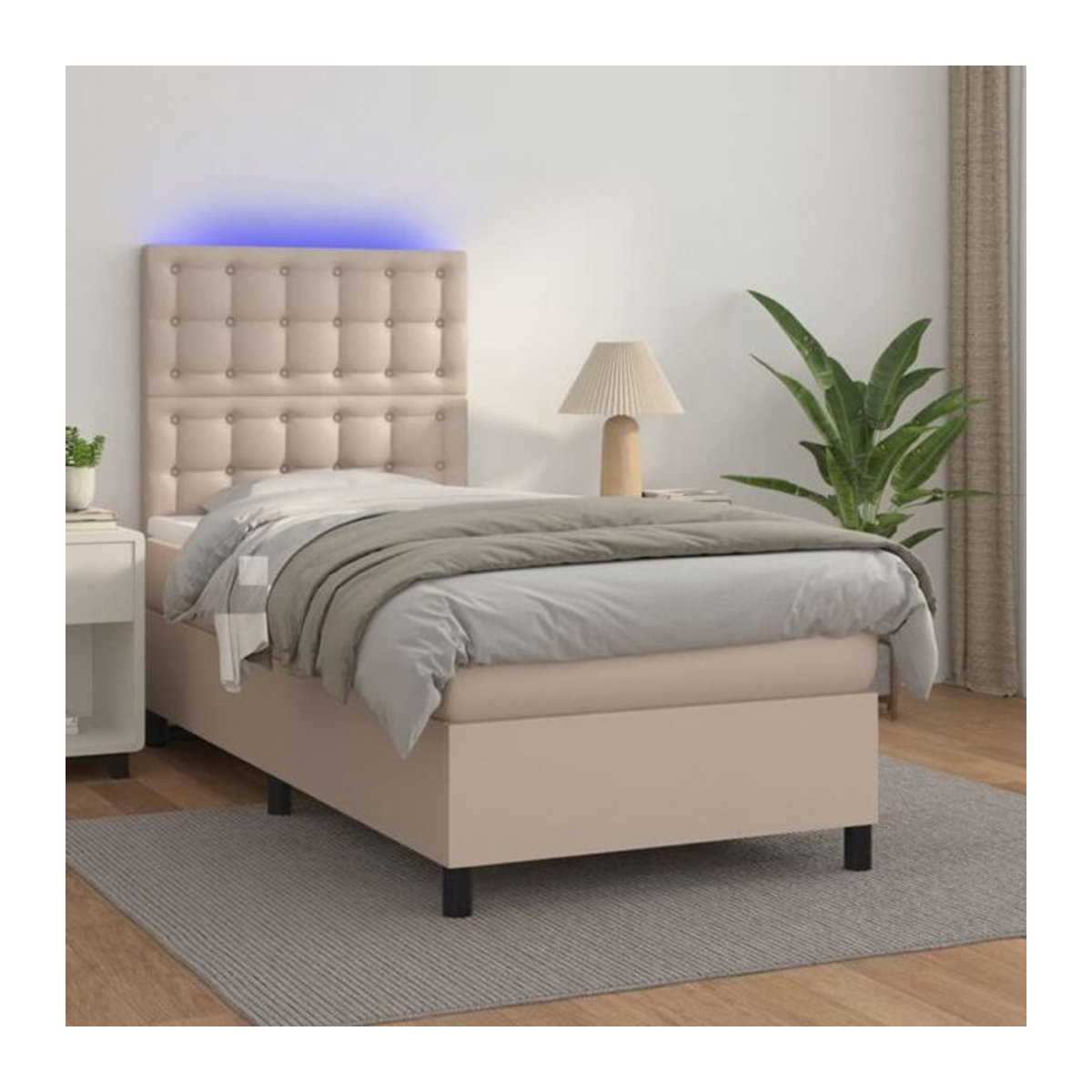vidaxl Boxspringbett mit Matratze in Braun und Weiß, B/T/H: 90 x 190 cm - Bild 1