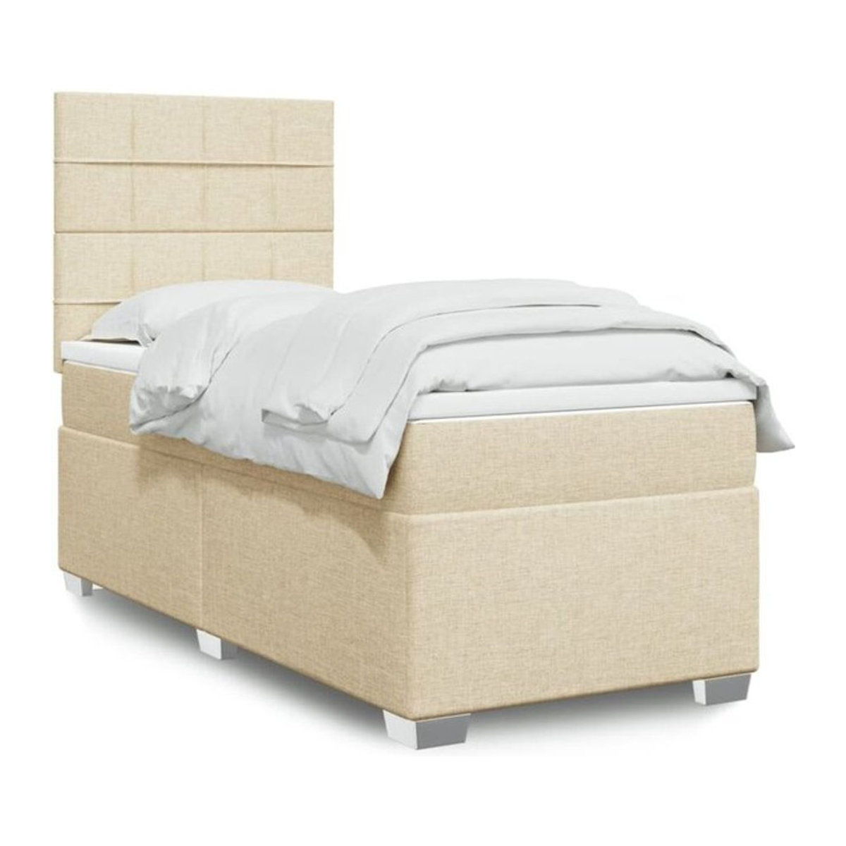 Vidaxl Boxspringbett mit Matratze in Creme, modern gestaltet aus Stoff und Holzwerkstoff, B/T/H: 200 x 100 x 140,5 cm - Bild 1