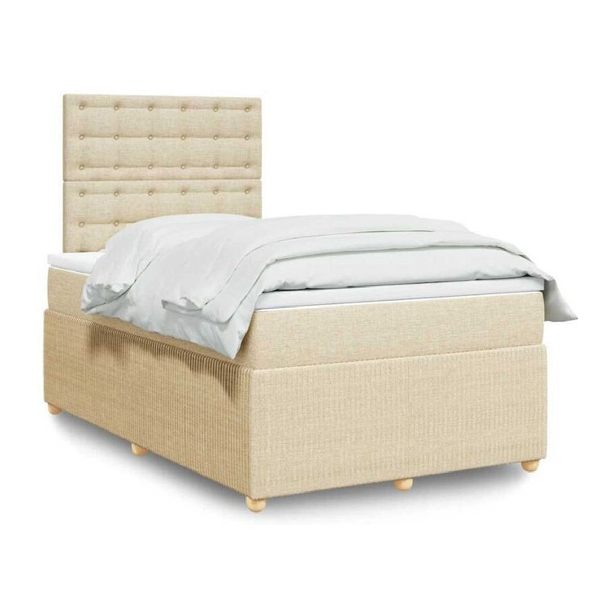 vidaxl Boxspringbett mit Matratze in Creme, modernes Design aus Stoff und Holz, B/T/H: 120 x 190 x 150,5 cm - Bild 1