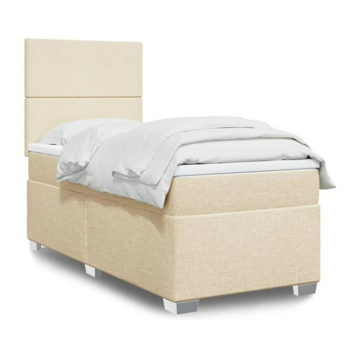 vidaxl Boxspringbett mit Matratze in Creme und Beige aus Stoff, B/B: 80 x 200 cm - Bild 1