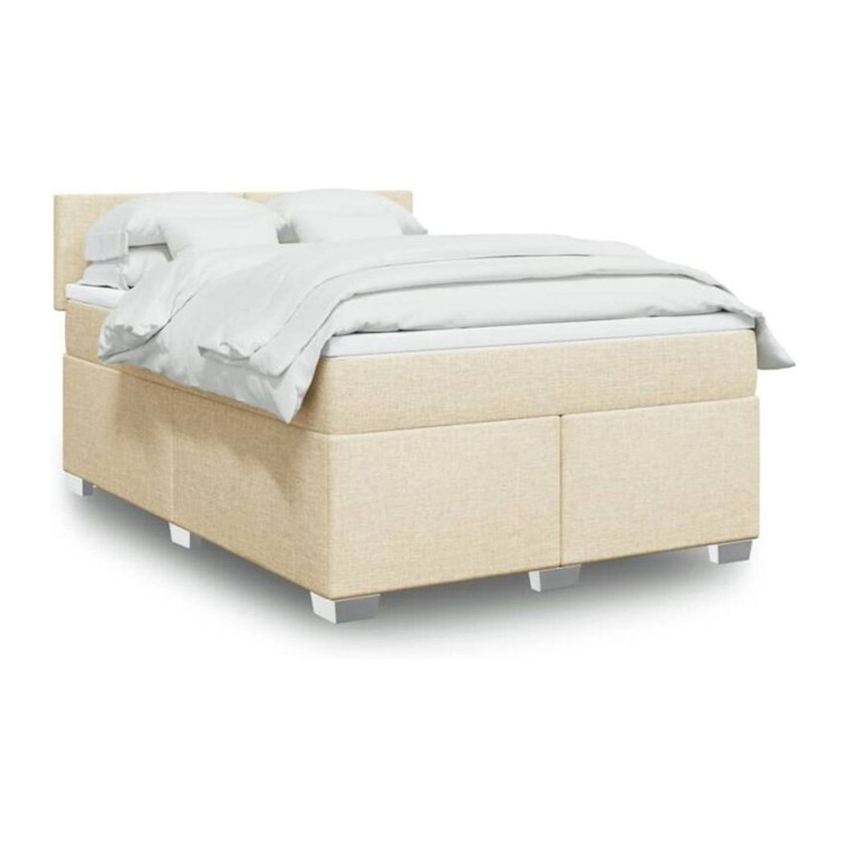 vidaxl Boxspringbett mit Matratze in Creme und Beige aus Stoff, B/T: 140 x 190 cm - Bild 1