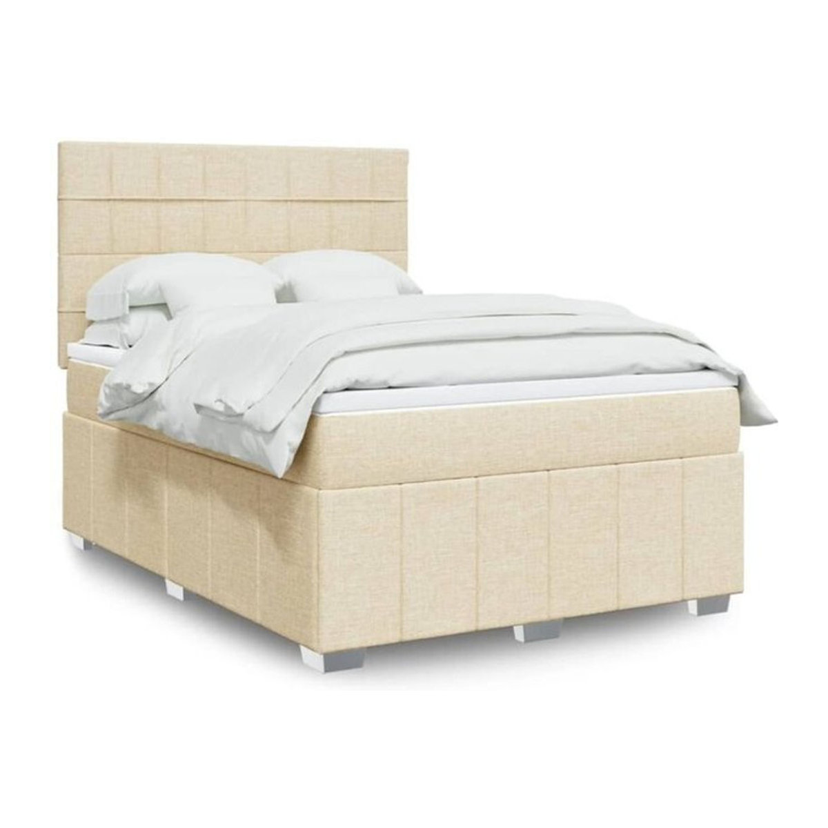 vidaxl Boxspringbett mit Matratze in Creme und Beige aus Stoff, B/T: 140 x 200 cm - Bild 1