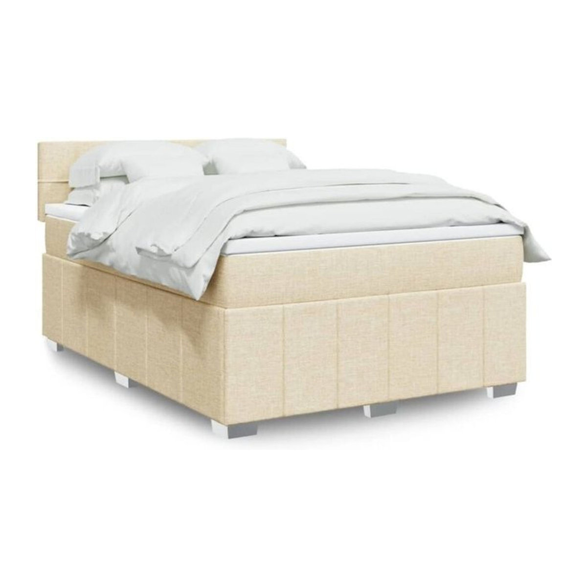 vidaxl Boxspringbett mit Matratze in Creme und Beige aus Stoff, B/T: 140 x 200 cm - Bild 1