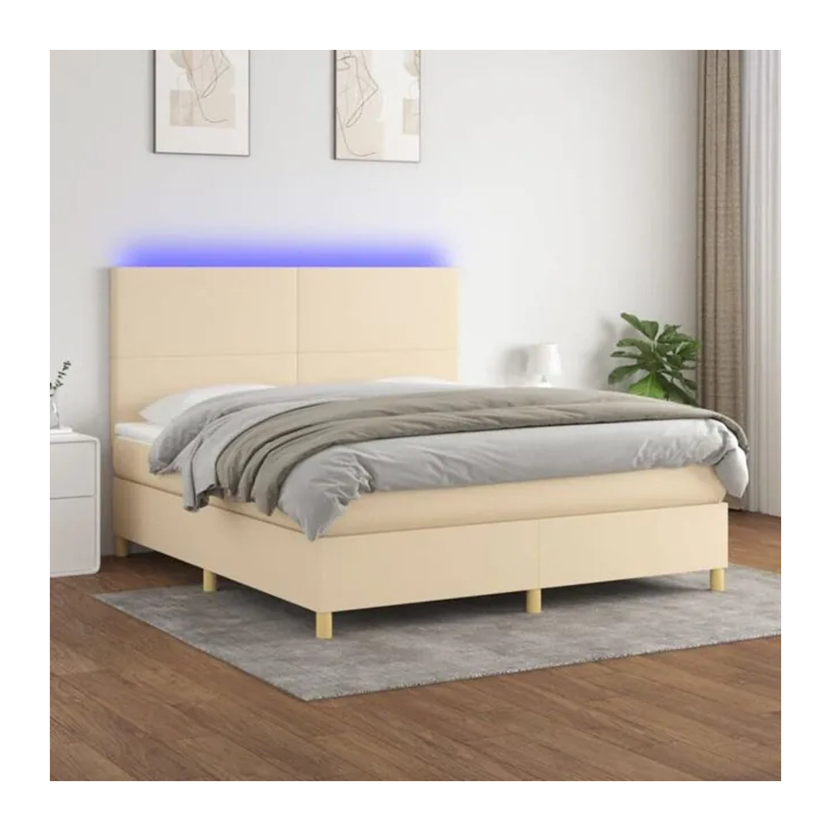 vidaxl Boxspringbett mit Matratze in Creme und Beige aus Stoff, B/T: 160 x 200 cm - Bild 1