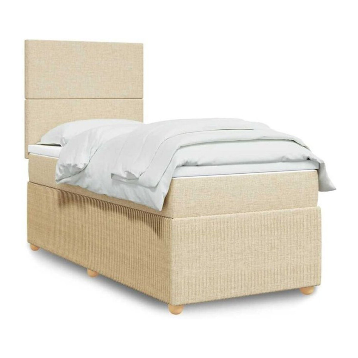 Vidaxl Boxspringbett mit Matratze in Creme und Beige aus Stoff, B/T: 80 x 200 cm - Bild 1