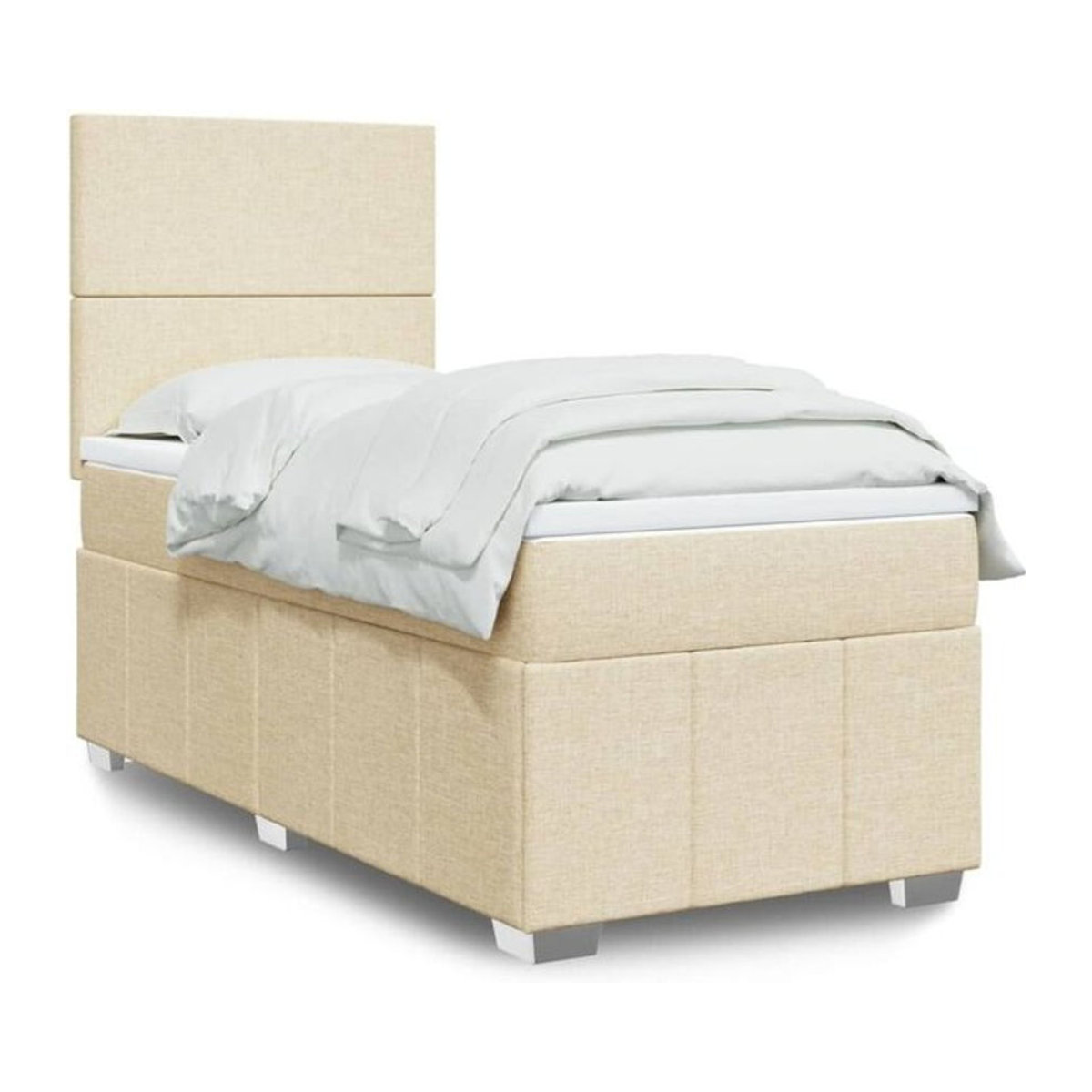 Vidaxl Boxspringbett mit Matratze in Creme und Beige aus Stoff, B/T: 90 x 200 cm - Bild 1