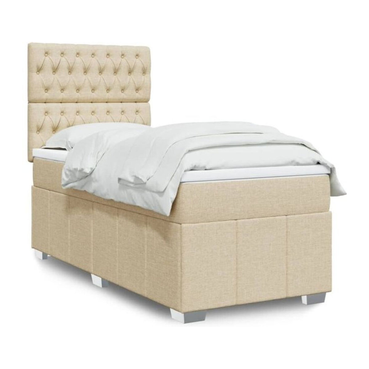 Vidaxl Boxspringbett mit Matratze in Creme und Beige aus Stoff, B/T: 90 x 200 cm - Bild 1