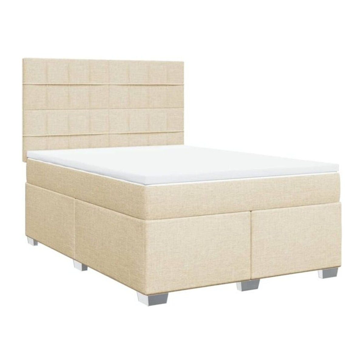 vidaxl Boxspringbett mit Matratze in Creme und Beige aus Stoff, B/T/H: 140 x 190 cm - Bild 1