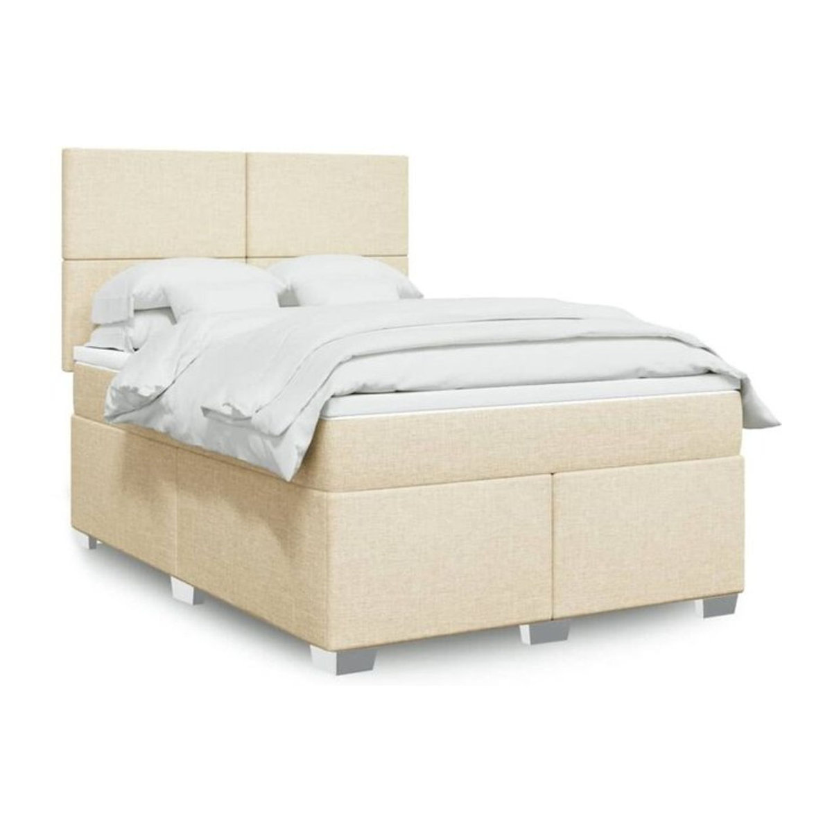 vidaxl Boxspringbett mit Matratze in Creme und Beige aus Stoff, B/T/H: 140 x 190 cm - Bild 1