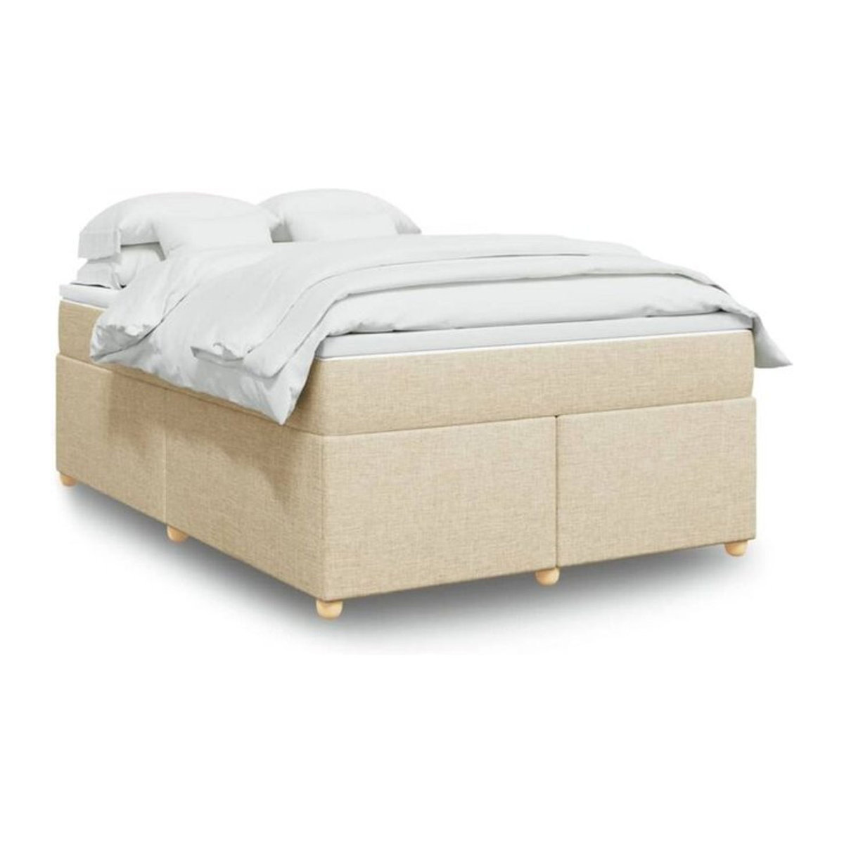 vidaxl Boxspringbett mit Matratze in Creme und Beige aus Stoff, B/T/H: 160 x 200 x 46 cm - Bild 1