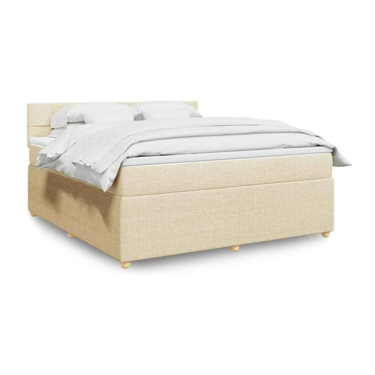 vidaxl Boxspringbett mit Matratze in Creme und Beige aus Stoff, B/T/H: 180 x 200 x 100,5 cm - Bild 1