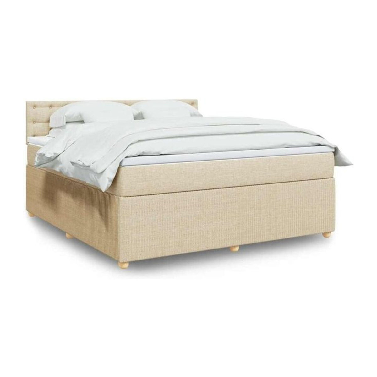 vidaxl Boxspringbett mit Matratze in Creme und Beige aus Stoff, B/T/H: 180 x 200 x 100,5 cm - Bild 1