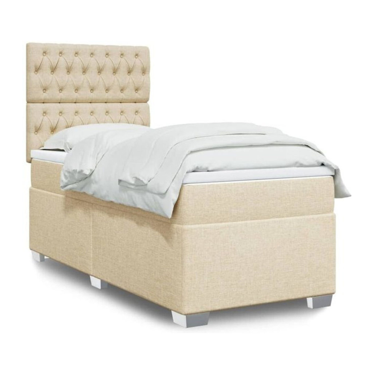 vidaxl Boxspringbett mit Matratze in Creme und Beige aus Stoff, B/T/H: 200 x 80 x 140,5 cm - Bild 1