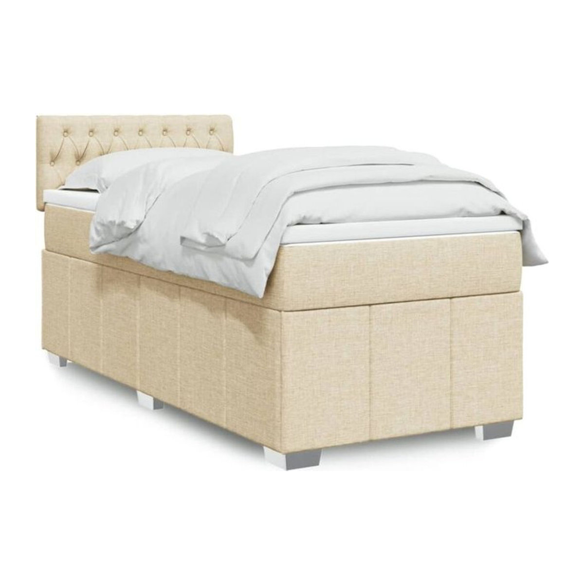 vidaxl Boxspringbett mit Matratze in Creme und Beige aus Stoff, B/T/H: 80 x 200 x 100,5 cm - Bild 1