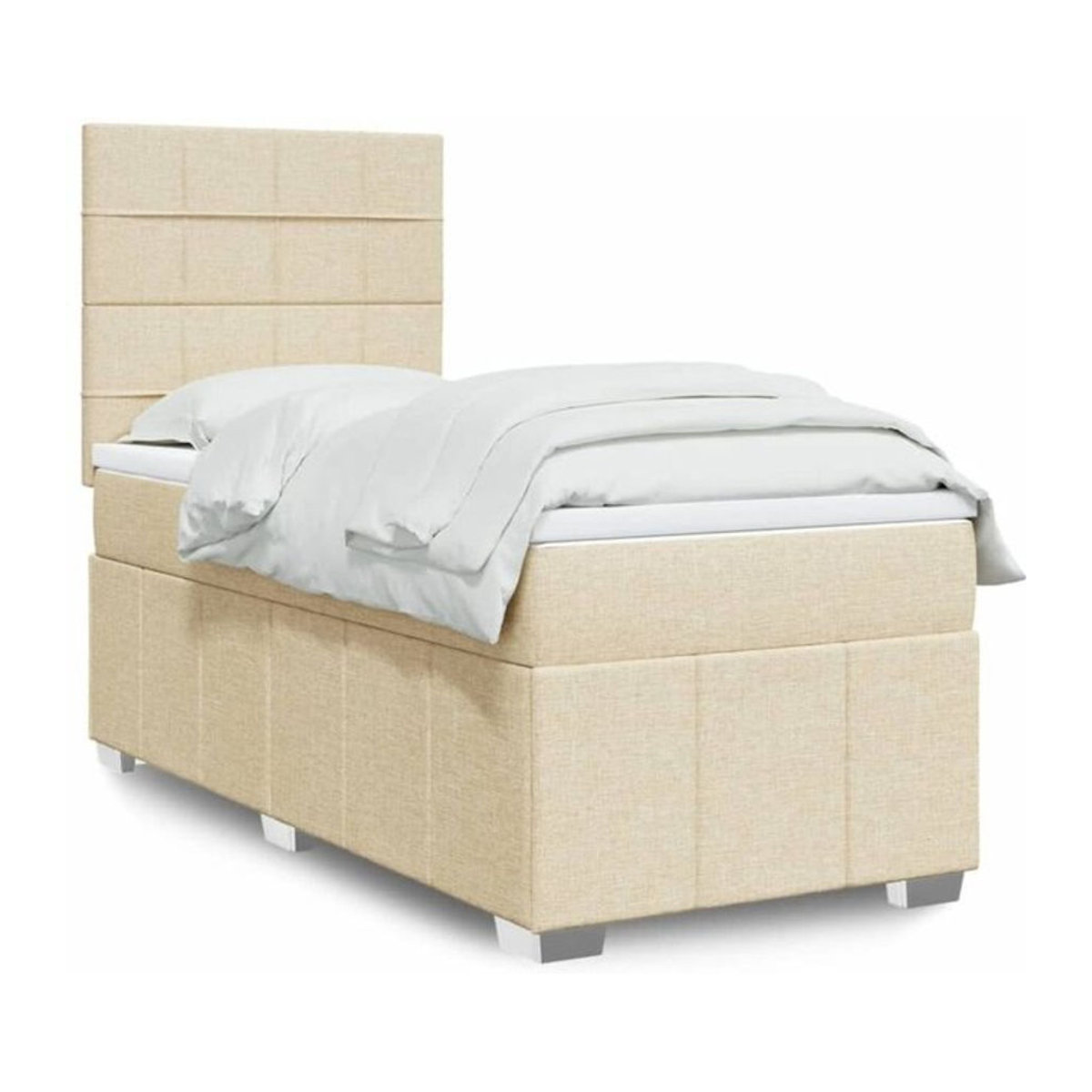 vidaxl Boxspringbett mit Matratze in Creme und Beige aus Stoff, B/T/H: 80 x 200 x 140,5 cm - Bild 1