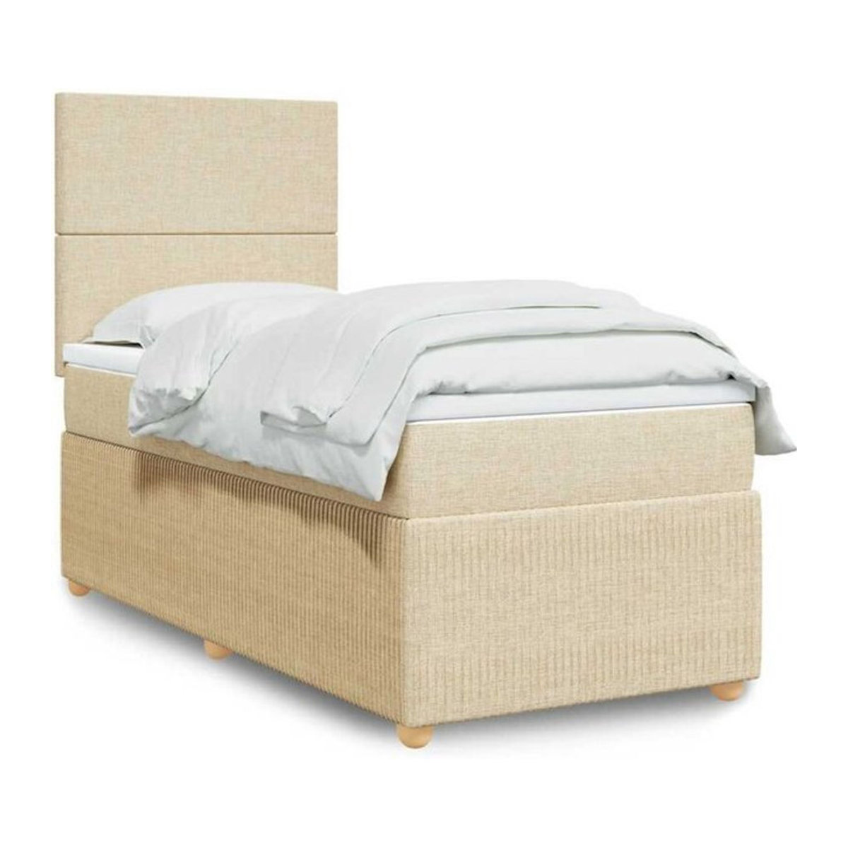 vidaxl Boxspringbett mit Matratze in Creme und Beige aus Stoff, B/T/H: 80 x 200 x 150,5 cm - Bild 1