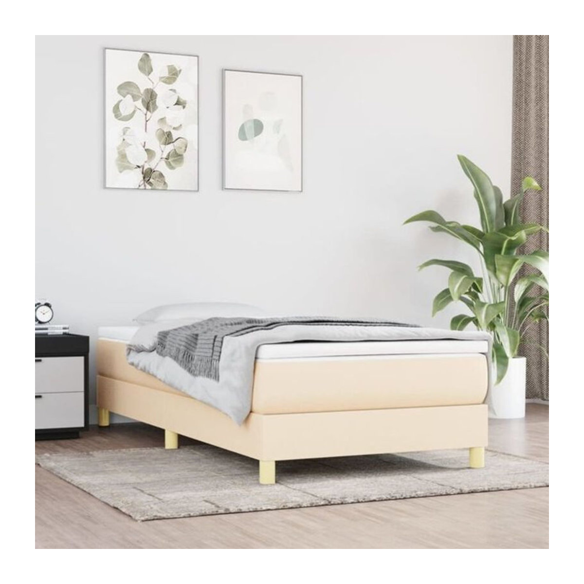 vidaxl Boxspringbett mit Matratze in Creme und Beige aus Stoff, B/T/H: 80 x 200 x 25 cm - Bild 1