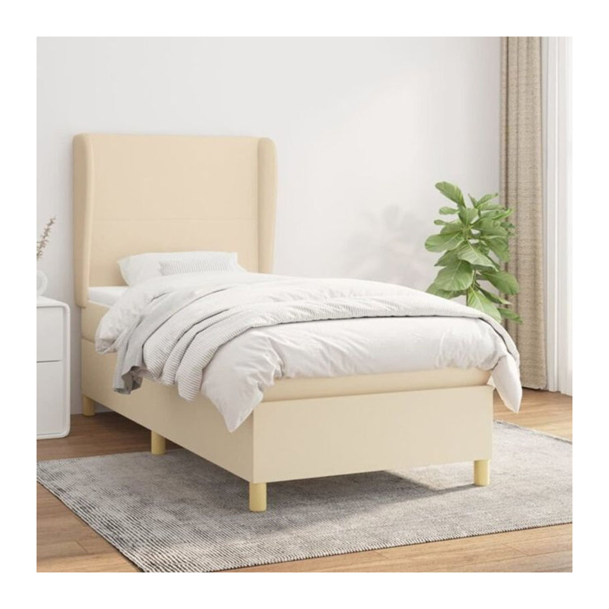 vidaxl Boxspringbett mit Matratze in Creme und Beige aus Stoff, B/T/H: 90 x 190 x 118 cm - Bild 1