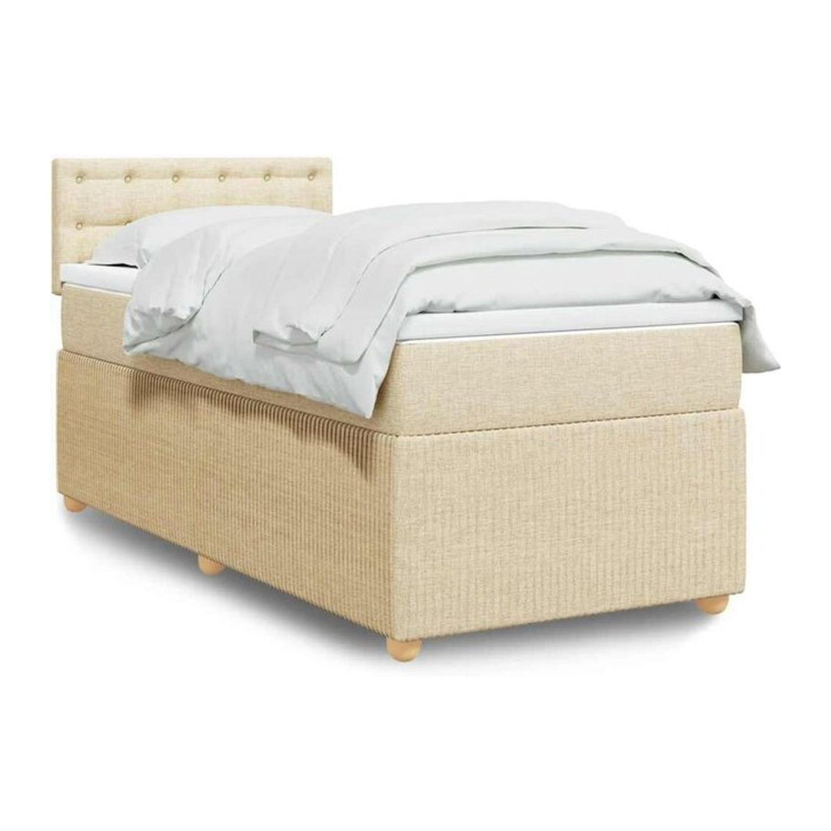 vidaxl Boxspringbett mit Matratze in Creme und Beige aus Stoff, B/T/H: 90 x 200 x 100,5 cm - Bild 1