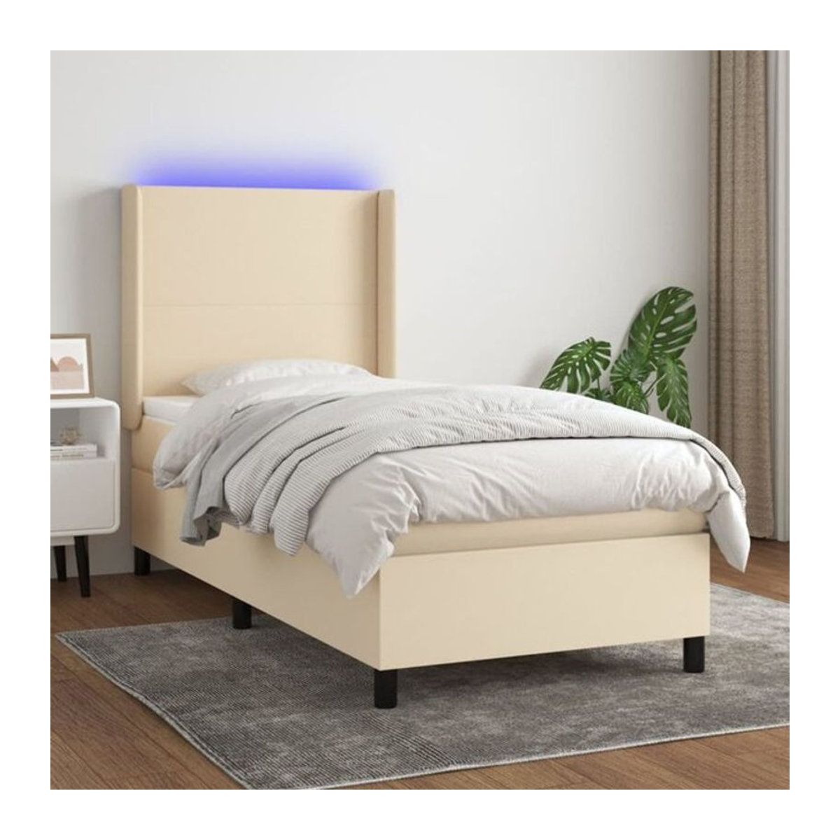 vidaxl Boxspringbett mit Matratze in Creme und Beige aus Stoff B/T/H: 90 x 200 x 118 cm - Bild 1