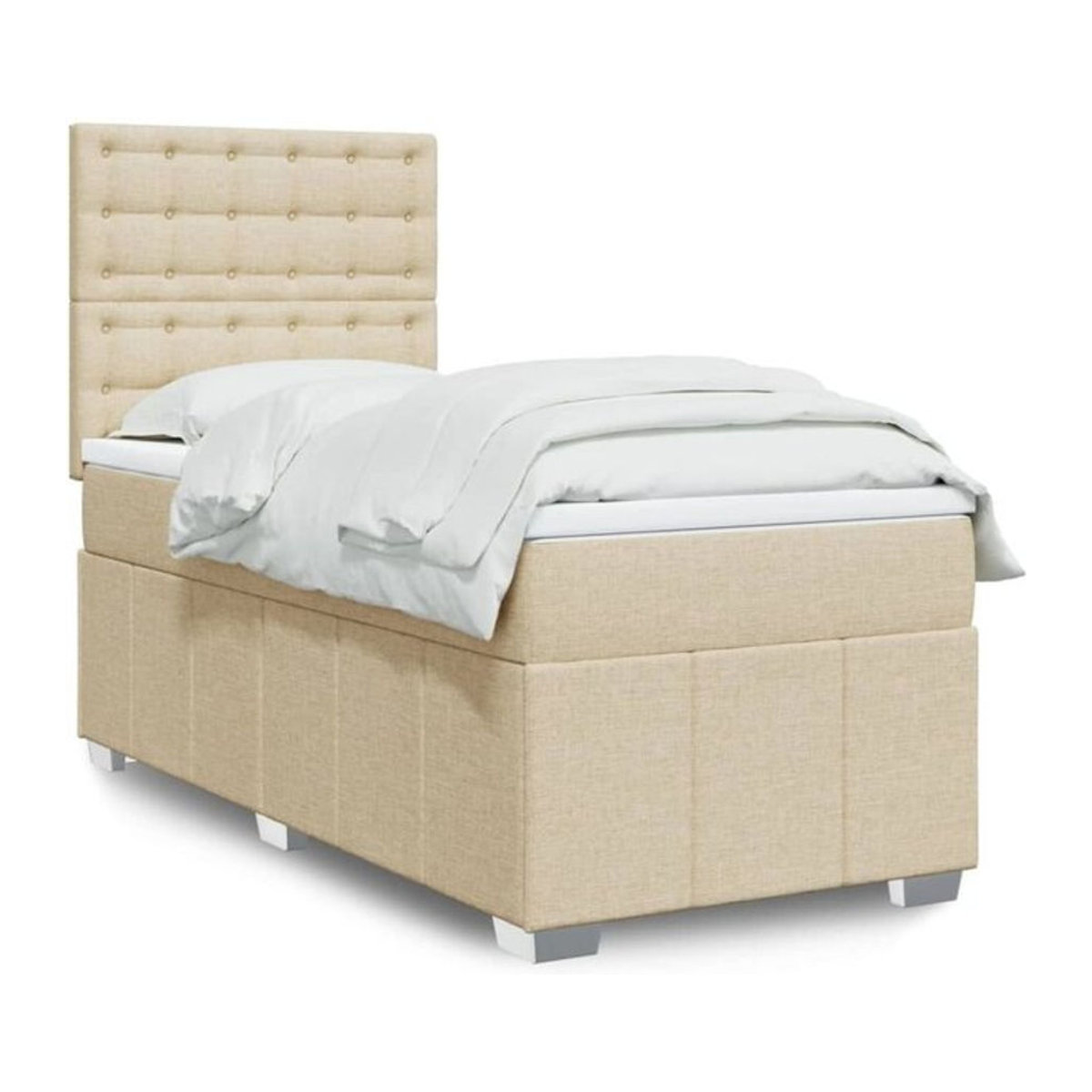 vidaxl Boxspringbett mit Matratze in Creme und Beige aus Stoff, B/T/H: 90 x 200 x 150,5 cm - Bild 1