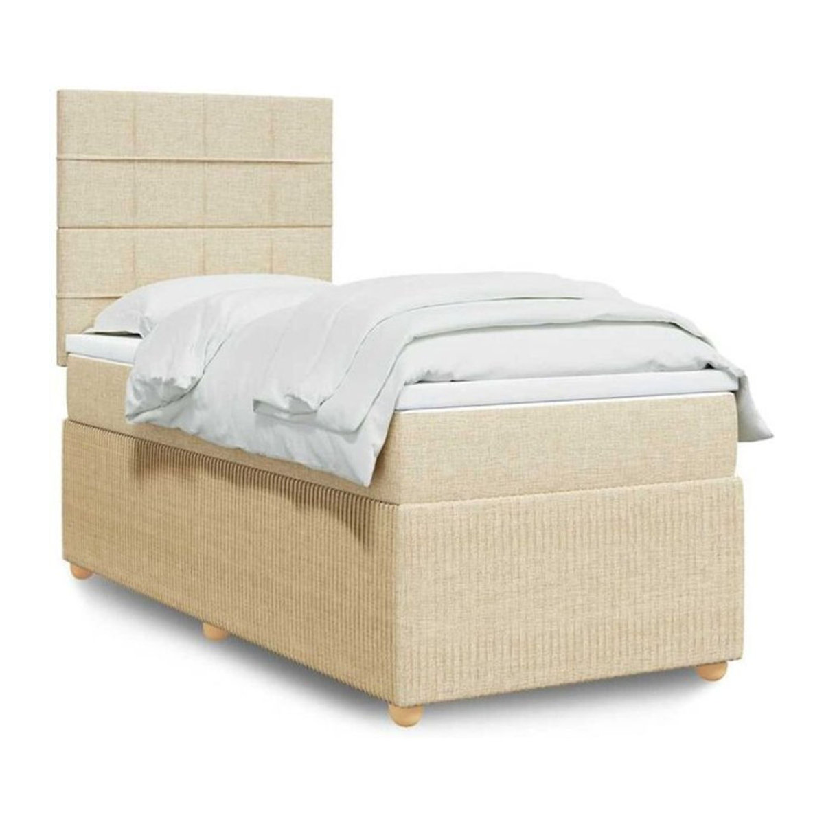 vidaxl Boxspringbett mit Matratze in Creme und Beige aus Stoff, B/T/H: 90 x 200 x 150,5 cm - Bild 1