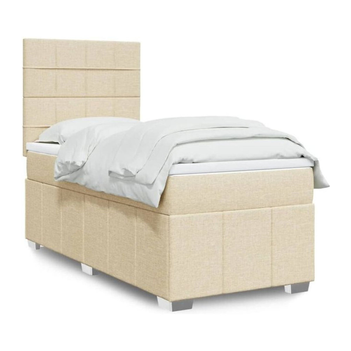 vidaxl Boxspringbett mit Matratze in Creme und Beige aus Stoff, B/T/H: 90 x 200 x 150,5 cm - Bild 1