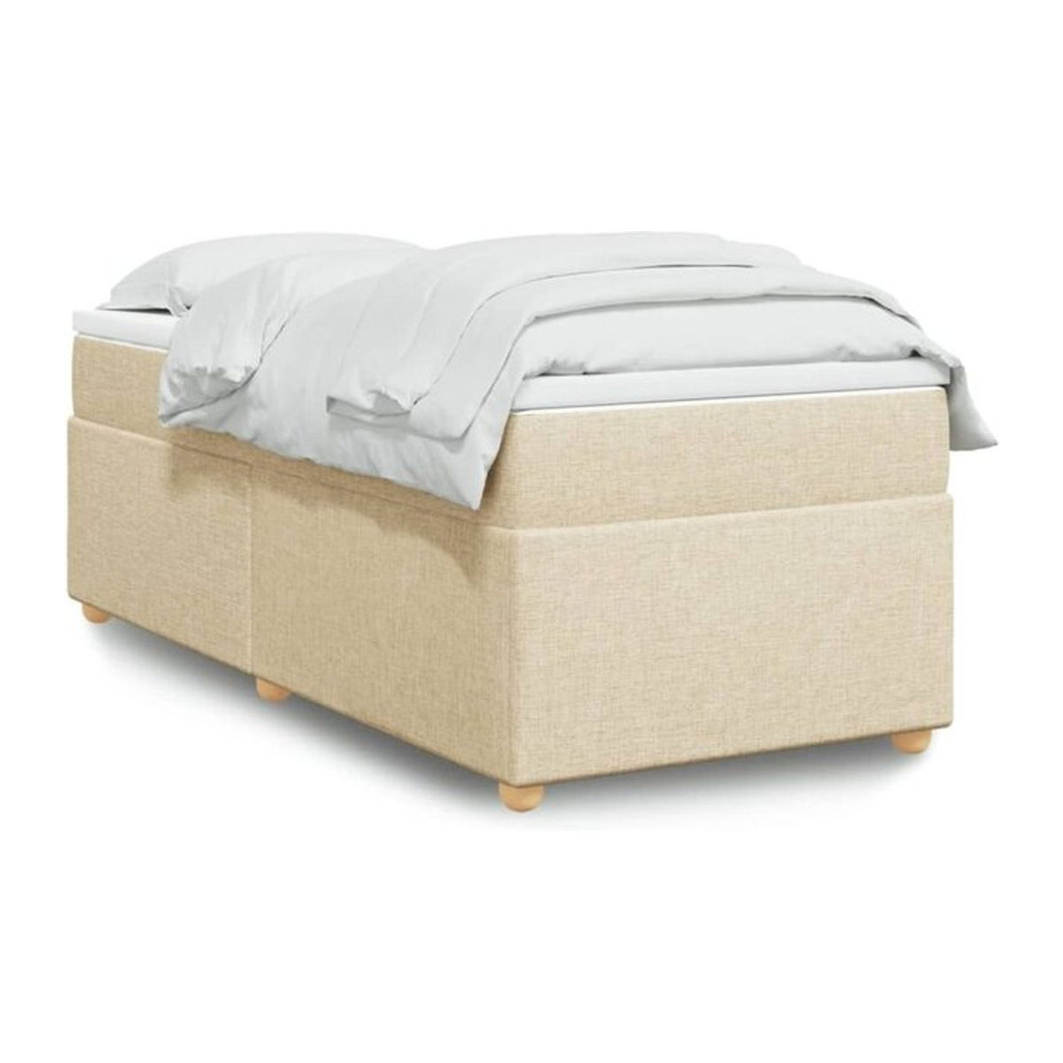 Vidaxl Boxspringbett mit Matratze in Creme und Beige aus Stoff, B/T/H: 90 x 200 x 46 cm - Bild 1