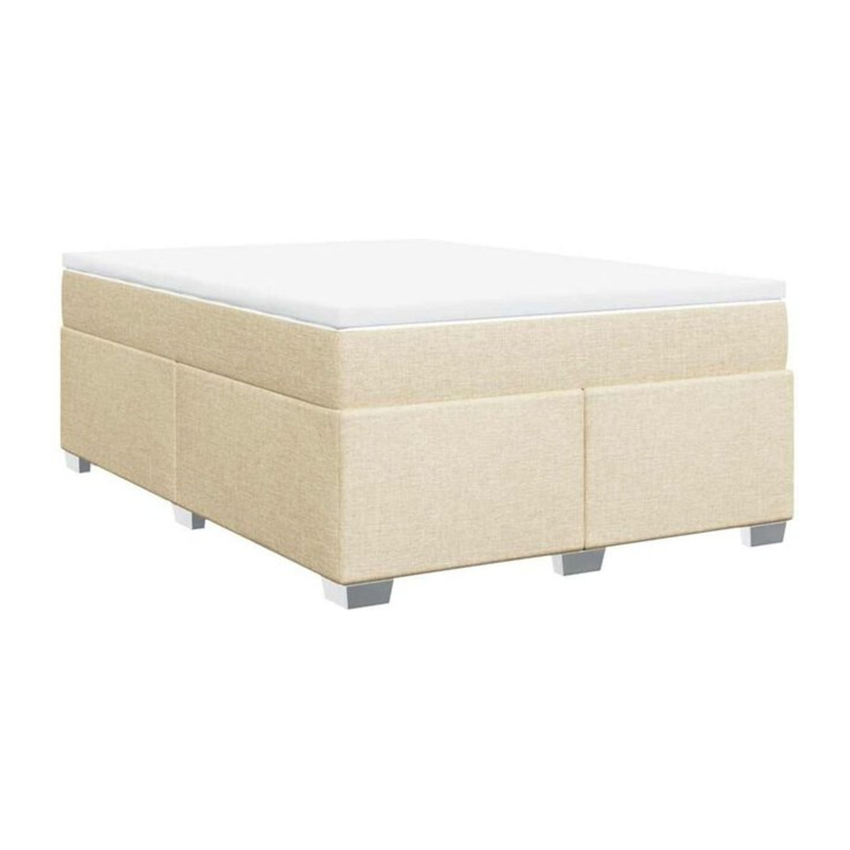 vidaxl Boxspringbett mit Matratze in Creme und Beige aus Stoff, Modernes Design, B/T/H: 140 x 190 x 46 cm - Bild 1
