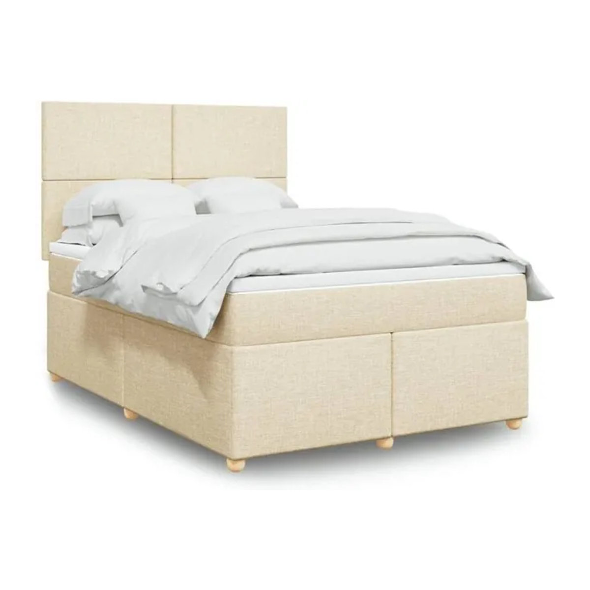 Vidaxl Boxspringbett mit Matratze in Creme und Weiß aus Stoff und Holzwerkstoff B/T/H: 160 x 200 cm - Bild 1