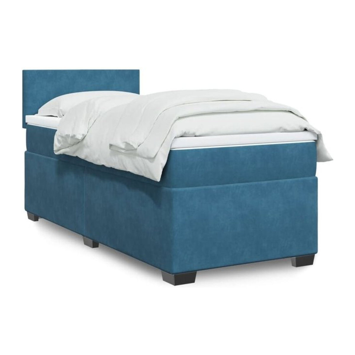 Vidaxl Boxspringbett mit Matratze in Dunkelblau aus Samt, B/T/H: 90 x 190 cm - Bild 1