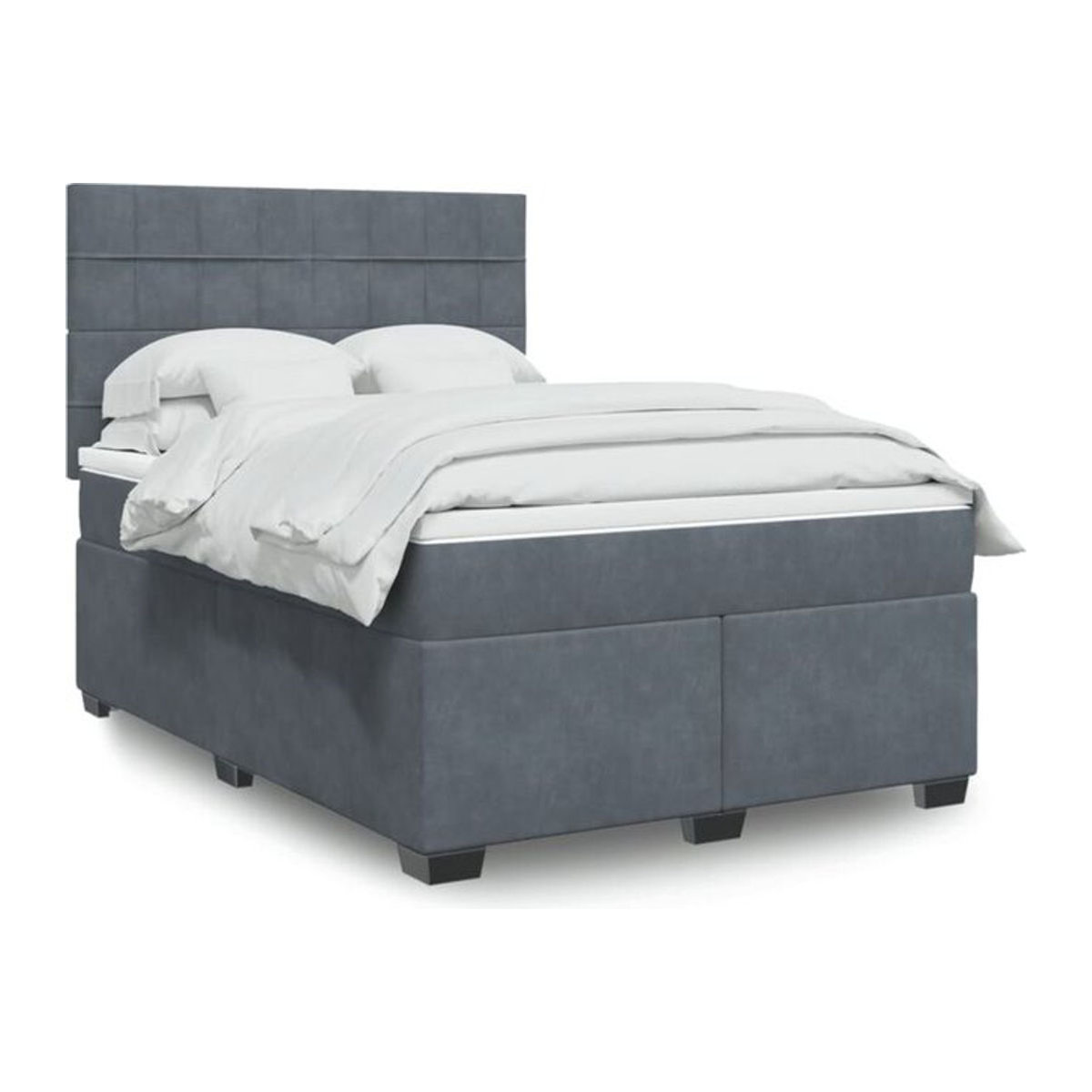Vidaxl Boxspringbett mit Matratze in Dunkelgrau aus Samt B/T/H: 140 x 200 cm - Bild 1
