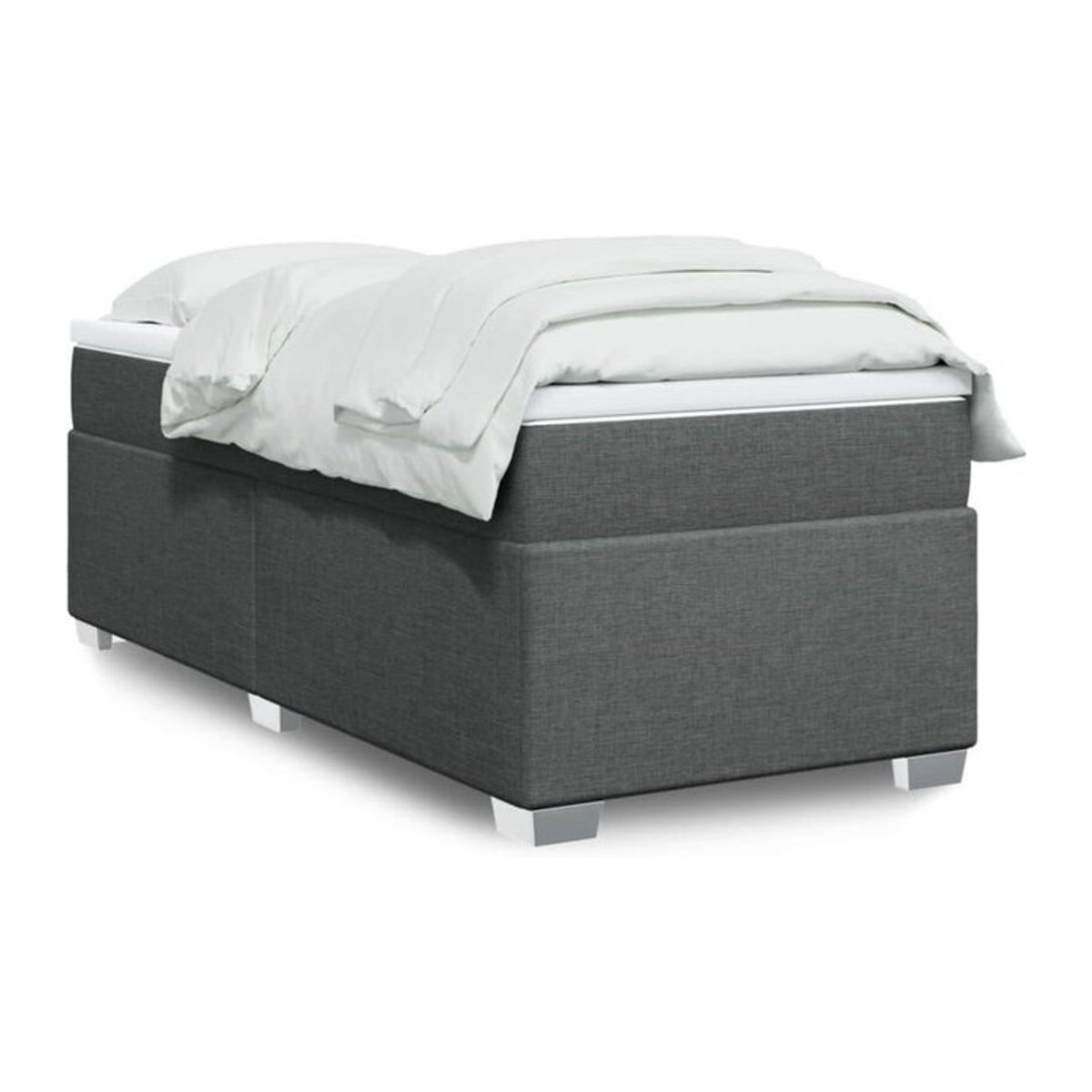 vidaxl Boxspringbett mit Matratze in Dunkelgrau aus Stoff, B/B: 90 x 200 cm - Bild 1