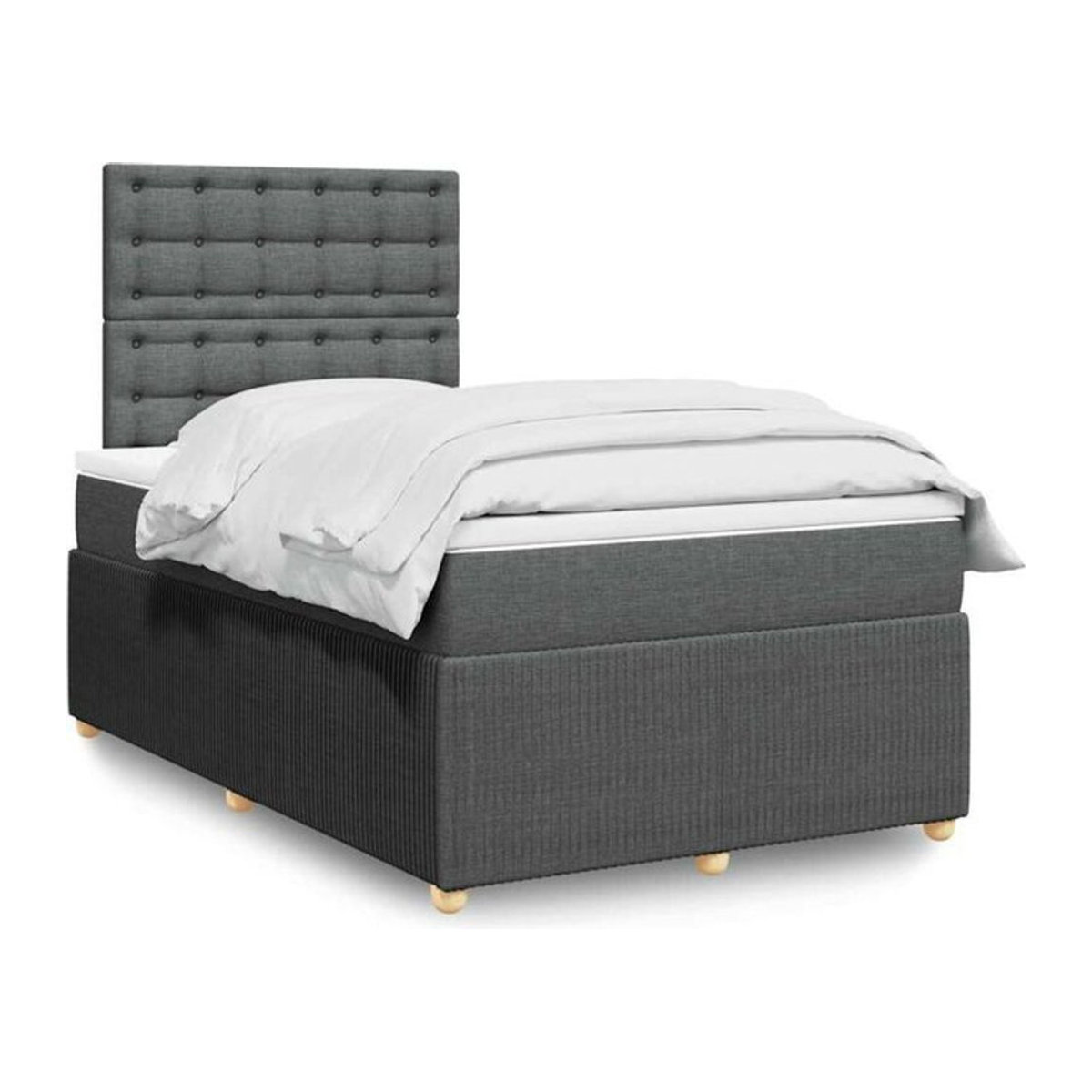 vidaxl Boxspringbett mit Matratze in Dunkelgrau aus Stoff B/T/H: 120 x 190 x 140,5 cm - Bild 1