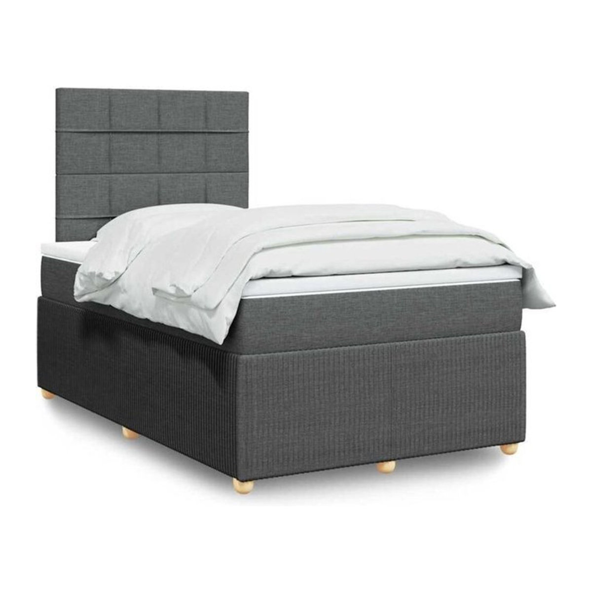vidaxl Boxspringbett mit Matratze in Dunkelgrau aus Stoff B/T/H: 120 x 190 x 150,5 cm - Bild 1
