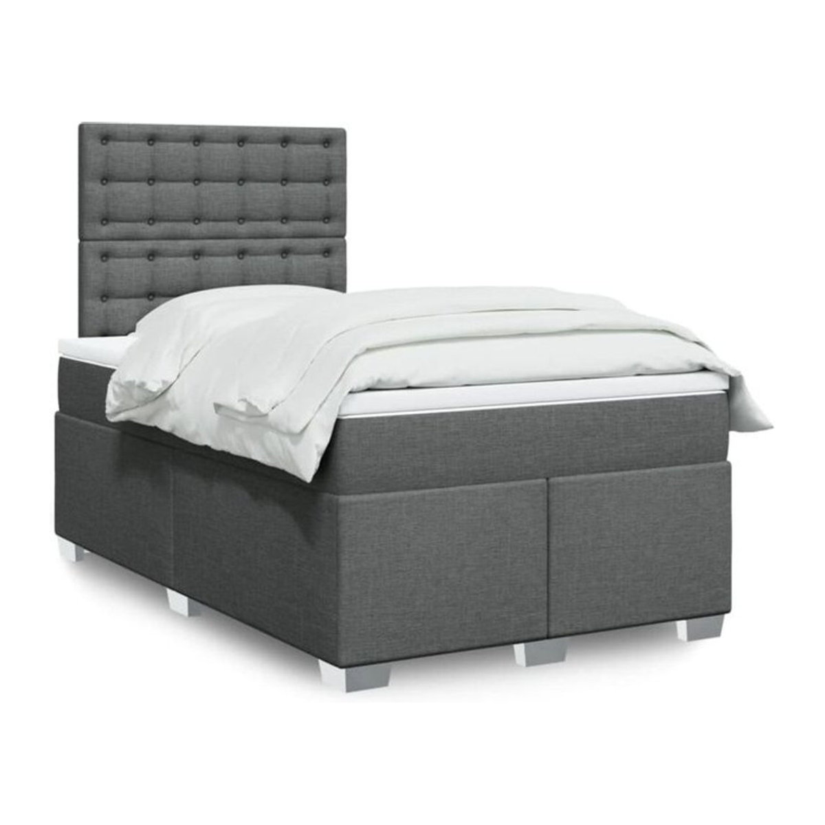 vidaxl Boxspringbett mit Matratze in Dunkelgrau aus Stoff, B/T/H: 120 x 190 x 150,5 cm - Bild 1