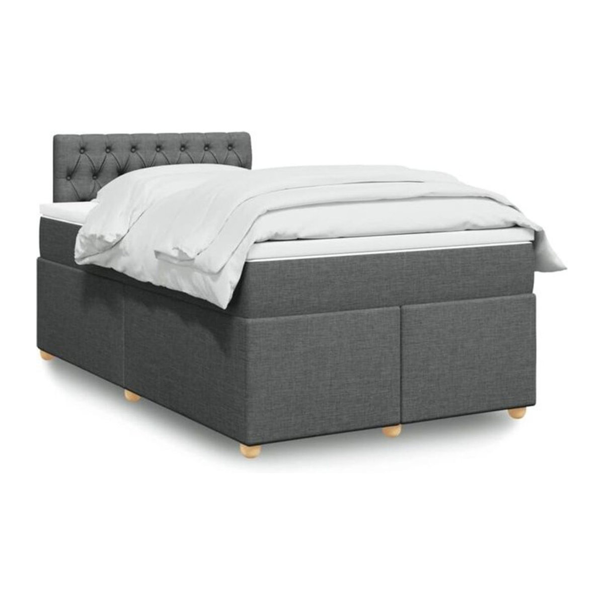 vidaxl Boxspringbett mit Matratze in Dunkelgrau aus Stoff, B/T/H: 120 x 200 x 100,5 cm - Bild 1