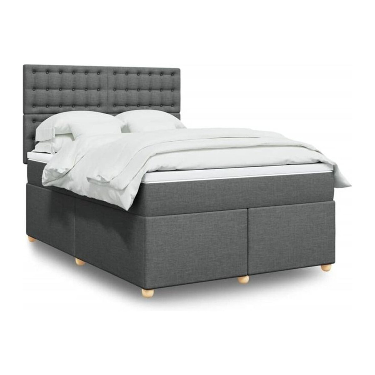 Vidaxl Boxspringbett mit Matratze in Dunkelgrau aus Stoff, B/T/H: 140 x 190 cm - Bild 1