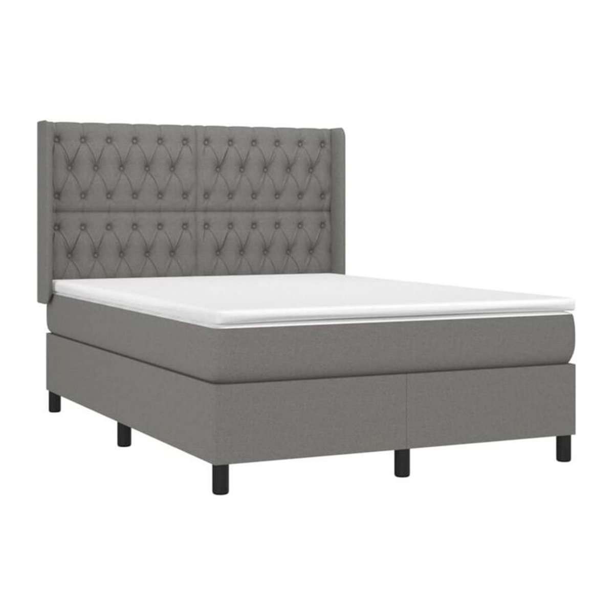 vidaxl Boxspringbett mit Matratze in Dunkelgrau aus Stoff B/T/H: 140 x 200 x 118 cm - Bild 1