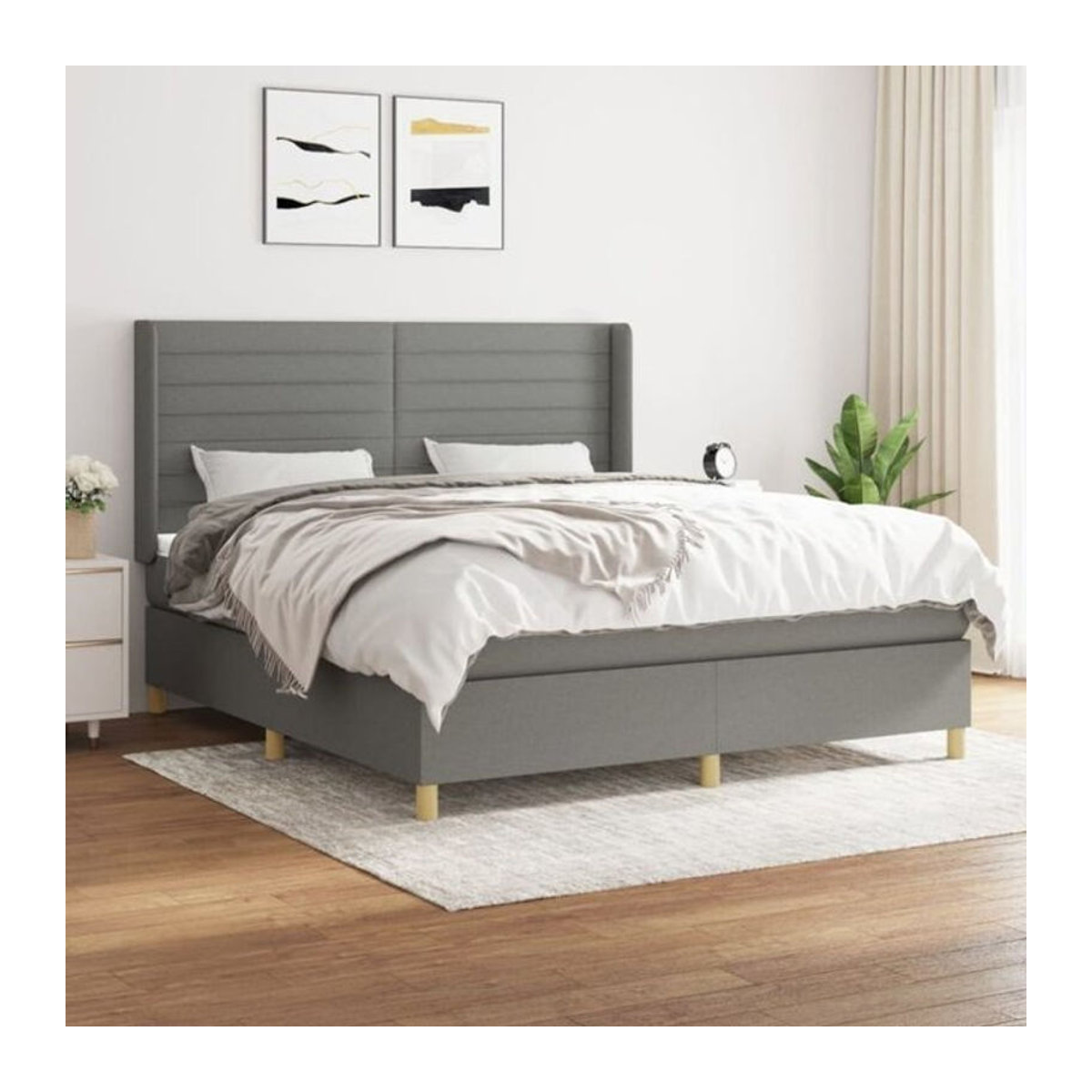 vidaxl Boxspringbett mit Matratze in Dunkelgrau aus Stoff B/T/H: 180 x 200 cm - Bild 1